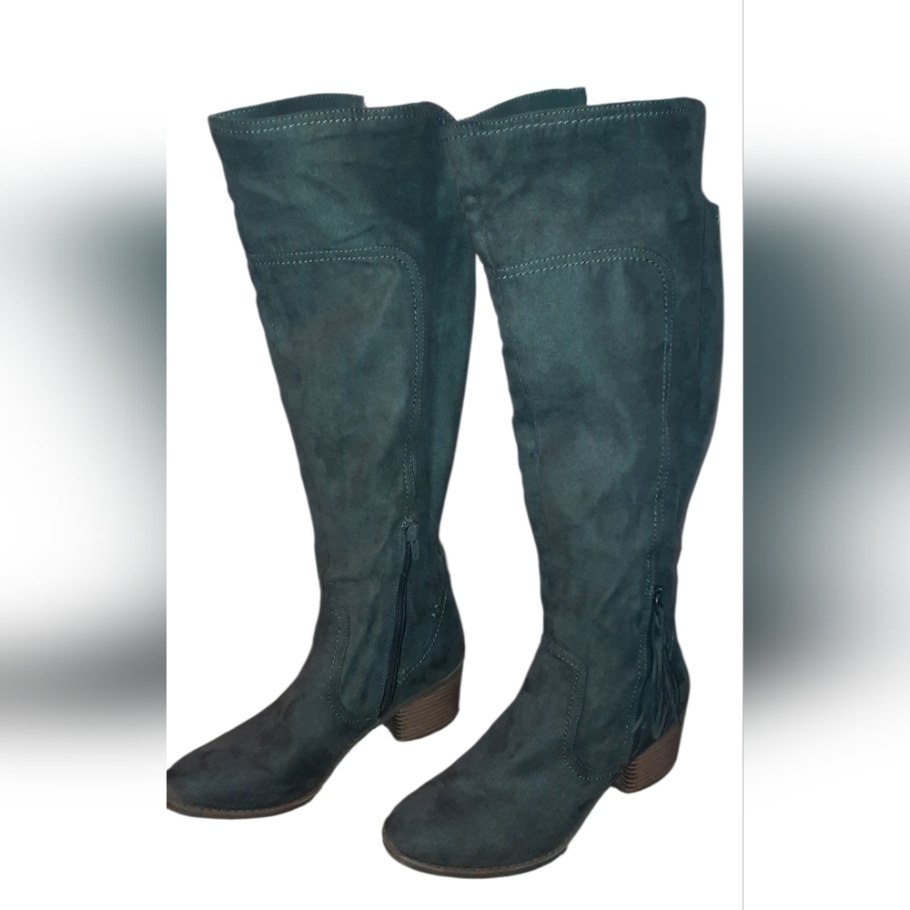 Over-the-Knee Suede Boots in Gray